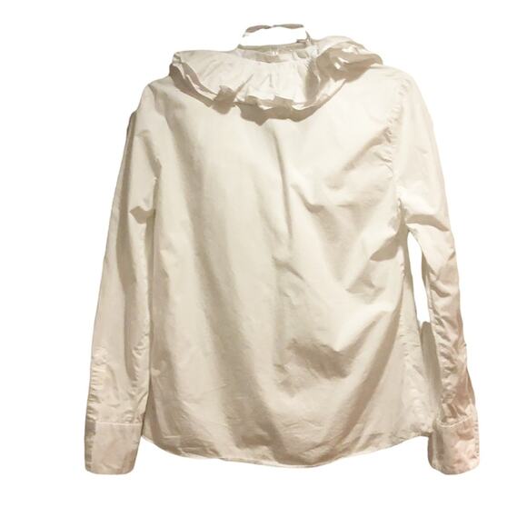 Zara ruffle collar top white SAM 845 button shirt long sleeve Academia retro - Picture 7 of 15